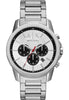 Armani Exchange Silver Tone Watch for Men, Quartz Chronograph Movement and 44mm Case Size with Stainless Steel Strap