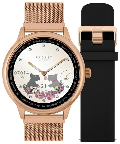 Radley Series 19 Ladies Black Silicone Strap Smart Watch Set.