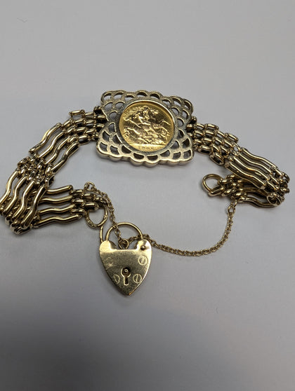 1906 HALF SOVEREIGN GOLD GATE BRACELET PRESTON STORE