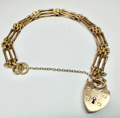 9ct gold gate bracelet with safety chain