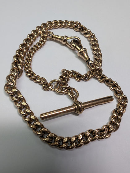 VINTAGE 9CT ROSE GOLD DOUBLE ALBERT POCKET WATCH CHAIN