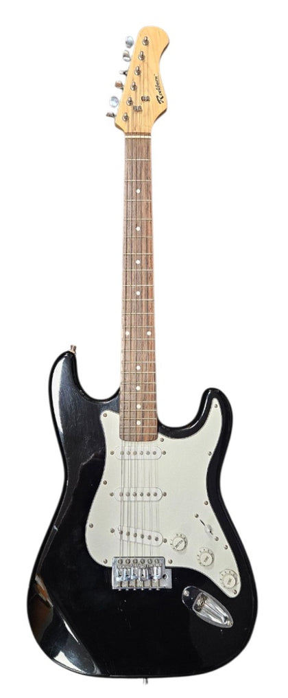 Rockburn Stratocaster Guitar - Black/White with soft case
