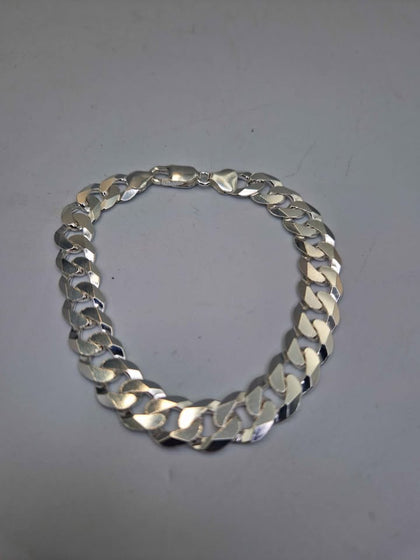 925 Sterling Silver 15mm Wide Thick Curb Bracelet - 45.20 Grams - 9