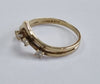 9ct gold wishbone ring cz stones size O