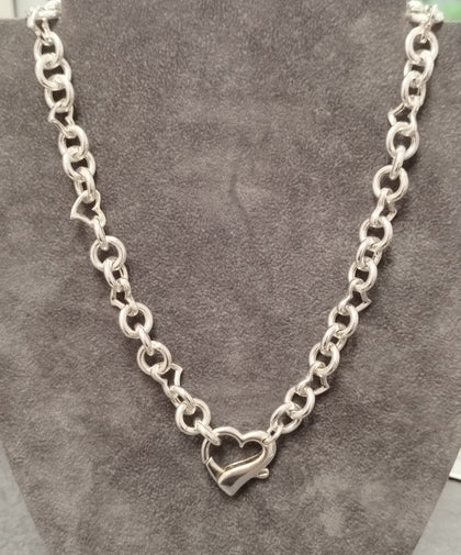 925 Silver Chunky Heart Chain