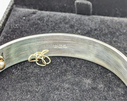 925 SILVER, BANGLE WITH LIFTING LOCK AND SMALL CHAIN, 6