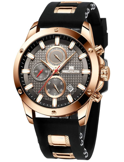 Megalith Mens Watches Chronograph Waterproof For Men A Brown Black