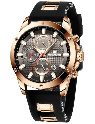 Megalith Mens Watches Chronograph Waterproof For Men A Brown Black
