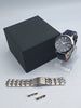 Seiko SRPH87K1 mens blue stainless steel 4R35 calibre automatic watch with leather strap, deployment clasp and original steel bracelet