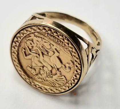 9ct Gold St George Ring Size 