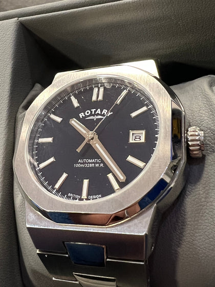 Rotary Automatic Mens Watch - Black/Silver