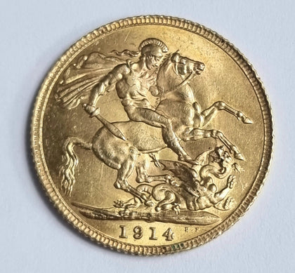 Full Sovereign 22ct Gold George V 1914