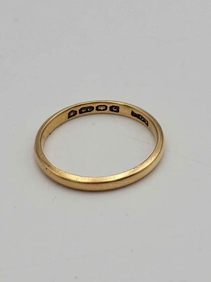 22ct Yellow Gold Thin Wedding Band Ring - Size K - 2.03 Grams