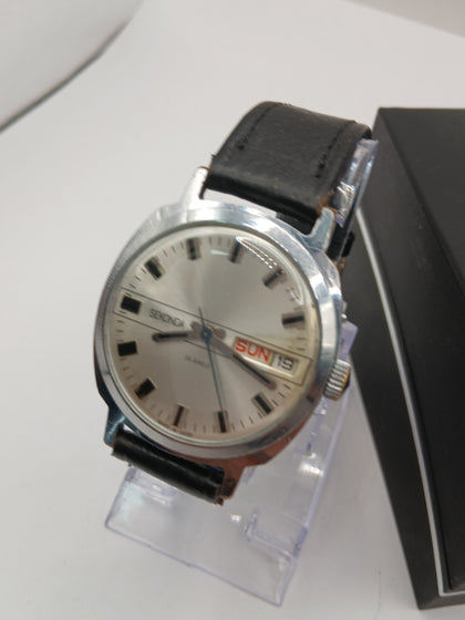 1970's Vintage Sekonda Men's Automatic Day/Date Watch (207217) Black Strap, Boxed