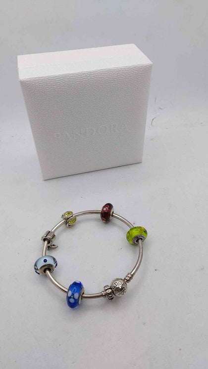 Pandora (ALE 925) Silver Bangle With 7x Charms - With Pandora Box