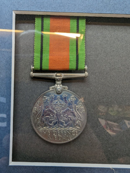 2 X COLLECTABLE WAR MEDALS FRAMED PRESTON STORE