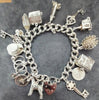 Vintage 1970's Silver Charm Bracelet & 15 Charms (6x Articulated)