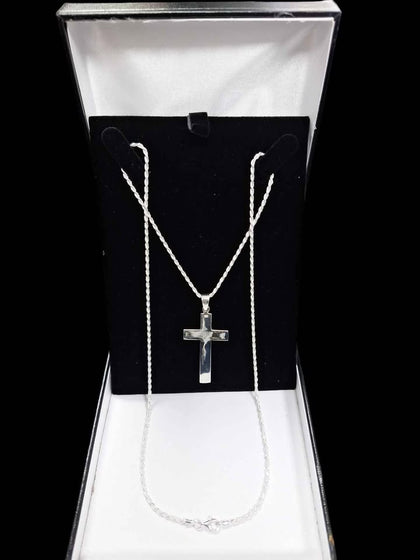 BRAND NEW SILVER CHAIN WITH CROSS ,