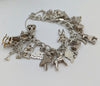 925 Silver Bracelet, Multiple Charms, 6"-9", 69G