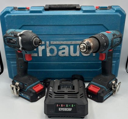 Erbauer ECD12-Li-2 12v Combi Drill & impact driver with case and changer + 2 18v battery's