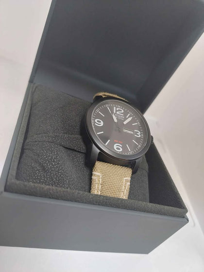 Citizen Sport BM8476 23EE Men's Solar Watch With Fabric Khaki Strap