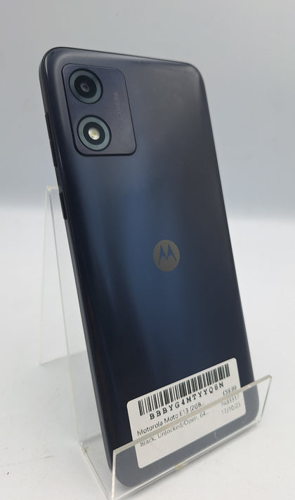 Motorola Moto E13 64GB unlocked blue smartphone unboxed