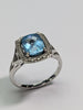 9ct White Gold Diamond & Aqua Blue stone Ring