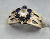 9ct Gold Ring With Blue /Clear Stones Size P