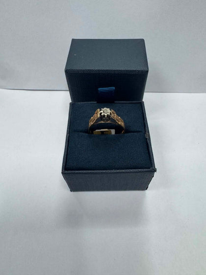 3.03g 9ct Vintage Two-Tone Gold Ring - Size  R - **Hallmarked**