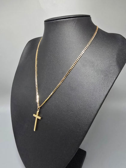 9ct Gold Chain with Cross Pendant 375 8.3G 18'' in Length