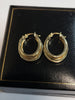 9ct Yellow Gold Triple Band Hoop Earrings - 2.30g - Hallmarked