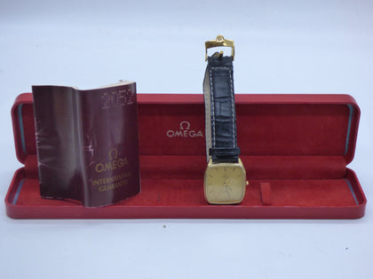 Omega De Ville Cal.1417 Gold Octagon Quartz Mens Watch Authentic