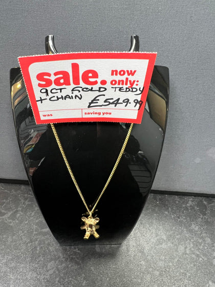 9ct Gold Teddy and Chain 17.5g 20