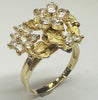 14ct Yellow Gold Leaves & Flower CZ Pyramid Rotating Ring Size R