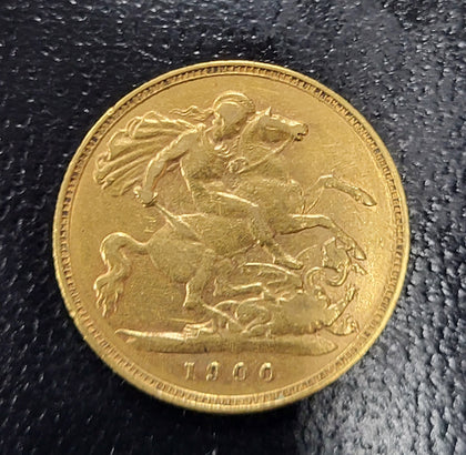 22ct 1900 Victoria Half Sovereign Coin - 3.9G