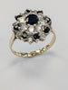 9ct gold ring with black and clear stones size N