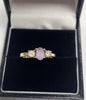 9CT - Yellow Gold Ring With Purple And Clear Stones - 2.01g - Size N - Hallmarked
