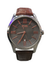 SILVER HUGO BOSS WATCH WITH LEATHER STRAP
