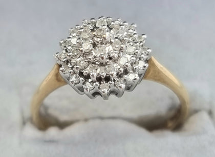9ct Gold Diamond Cluster Size 