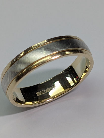 9CT YELLOW & WHITE GOLD WEDDING BAND