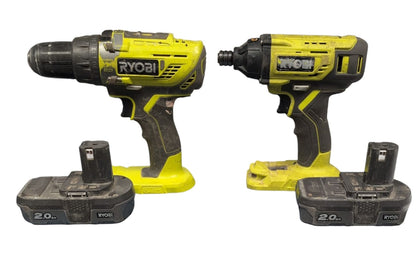 Ryobi Impact and Combi 18 Volt Drill Set with Two 2.0AH Batteries and Charger