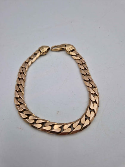 9ct Yellow Gold Curb Bracelet - 7mm Wide - 8.5