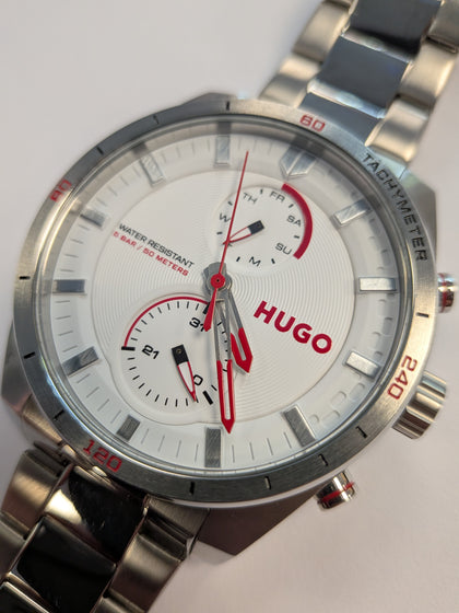 Gents Silver Hugo Boss Watch White Face Boxed