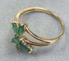 9ct Gold Ring with Green Stones Size "P"