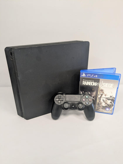 Playstation 4 Slim Console, 500GB Black,Rainbow Six Siege Package