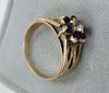 9ct Gold Ring With Blue /Clear Stones Size P