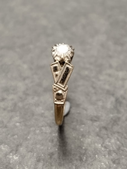 Vintage 18ct Yellow Gold & Platinum Solitaire Diamond Ring- size H