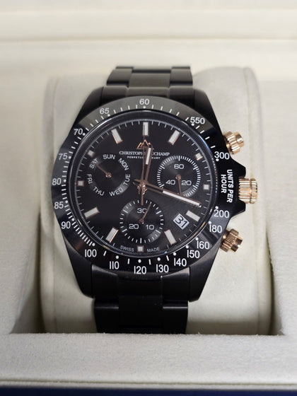 Christophe Duchamp Grand Mont Ceramic - Black Dial & 316L Stainless Steel Strap *Boxed With Card*