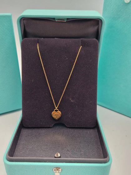 18ct Yellow Gold Tiffany & Co. Necklace Return to Tiffany Mini Heart Tag Pendant - 18