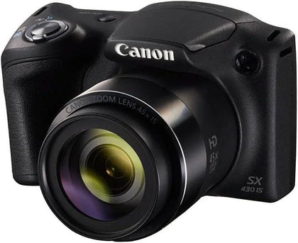 Canon POWERSHOT SX430 IS Digital Compact Camera - Wi-Fi Capable **BLACK** inc. Battery, A/V Transfer Cable, Carry Bag + Unofficial Charging Dock